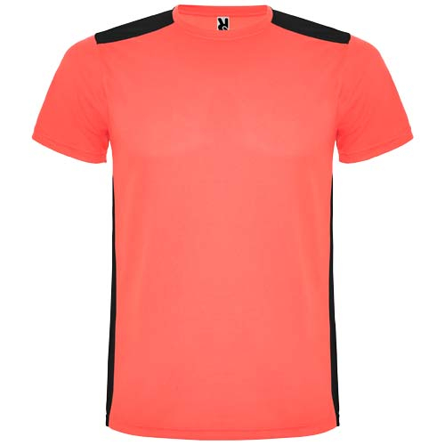 T-shirt personnalisé de sport Enfant Detroit ROLY Corail fluo et Noir